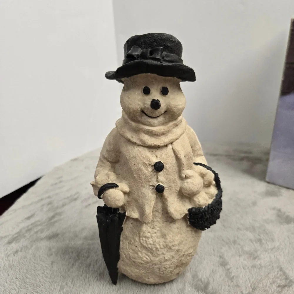 Holiday by Kirklands Snowman Figurine Trio Set Cream Black Resin Winter Decor